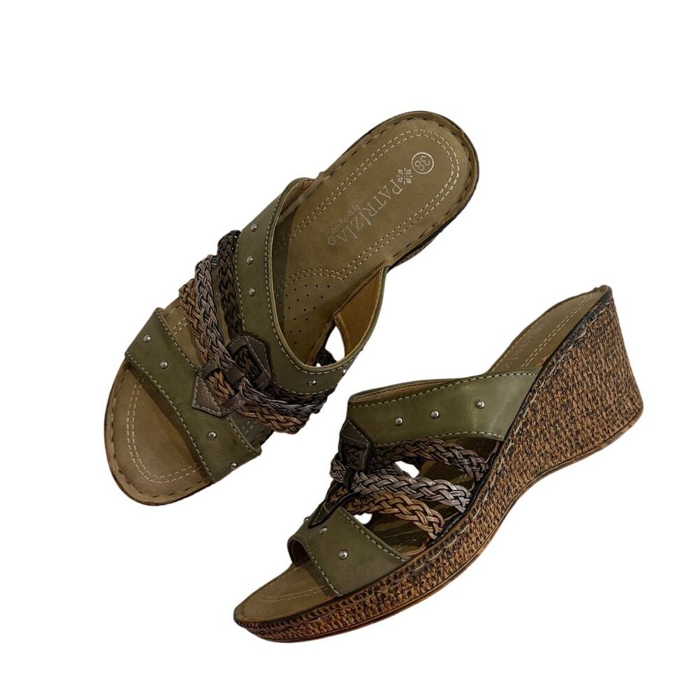 Patrizia by Spring Step Pitaya Size 38 US 7 Braided 2.5" Wedge Sandal Open Toe